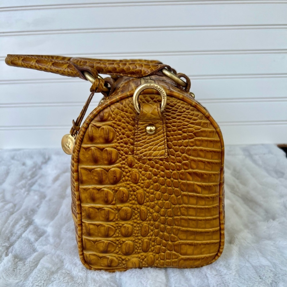 Brahmin Tan Croc-Embossed Satchel with Strap and Pouch - Picture 3 of 16